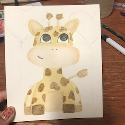 Giraffe painting, unfinished